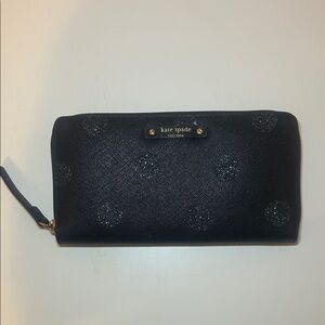 Kate Spade Haven Lane Black Sparkle Polka Dot Wallet